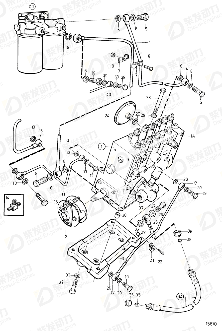 volvo penta Fuel pipe 865770 Drawing